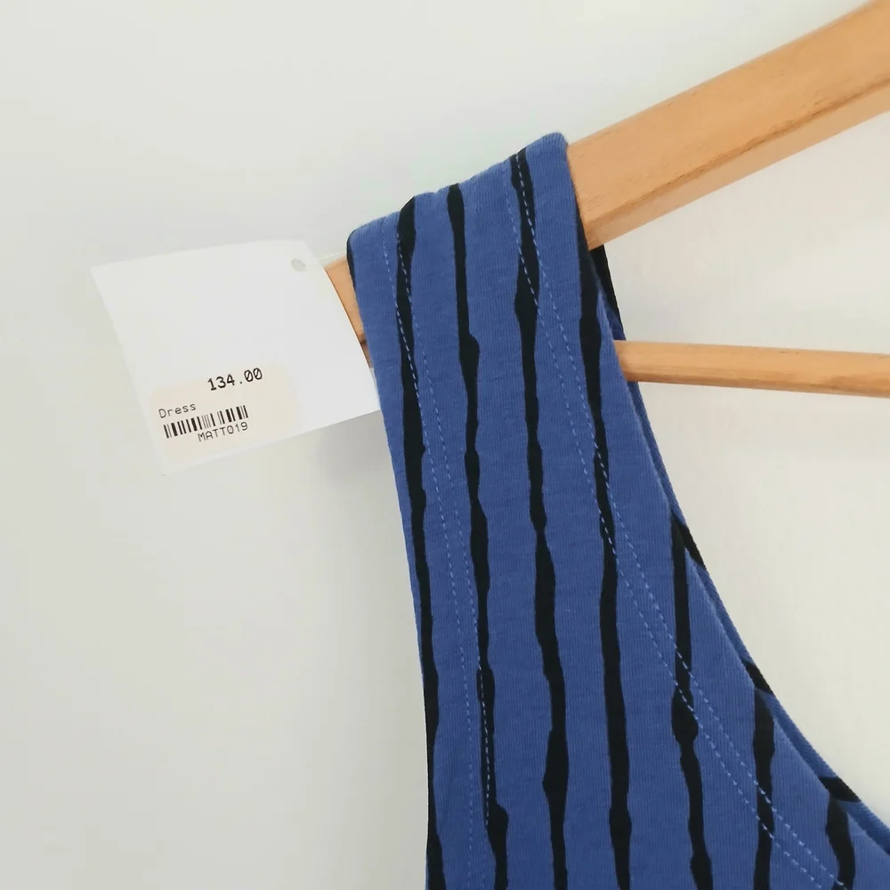 NWT- M x MATTHILDUR -Icelandic-Handmade -Blue and Black -Sleeveless-dress-Size M - Picture 9 of 13